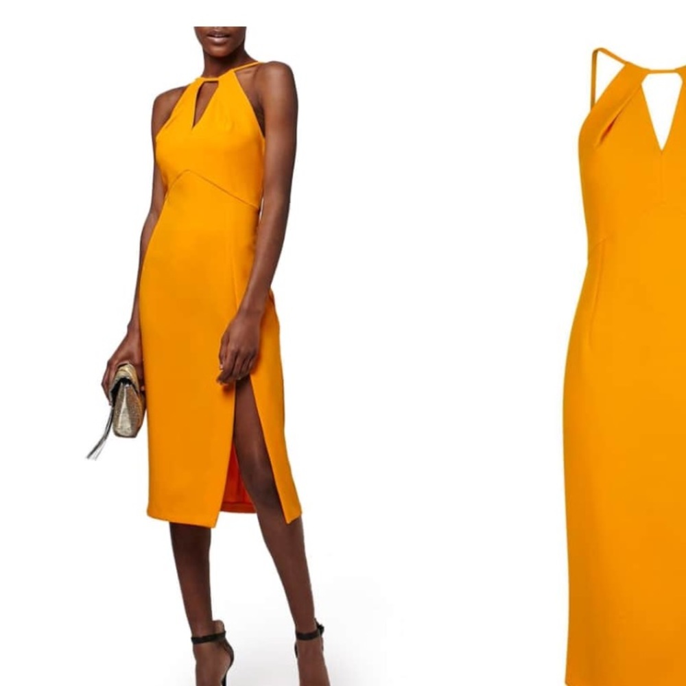 Marigold split midi dress